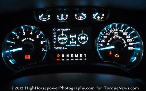 The lit up gauges of the 2012 Ford F150 4x4 XLT EcoBoost Torque News